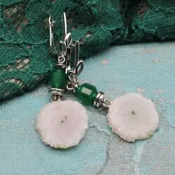 Серьги с хризопразом и друзой