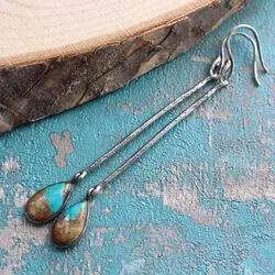 Стильные серьги из натуральной бирюзы - изящная, остромодный дизайн!