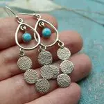 серебряные серьги с натуральной бирюзой