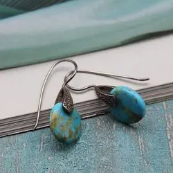 Серебряные серьги с природной бирюзой
