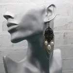 Этнические серьги с жемчугом и цепями