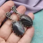 Серьги с агатом ботсвана