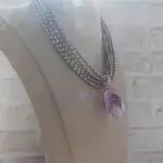 Жемчужное колье с подвеской из аметиста