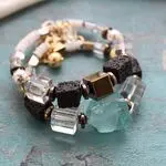 Необработанный аквакварц в украшениях. Сет из браслетов