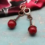 Серьги из халцедона и граната