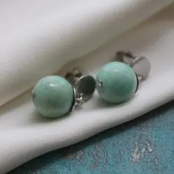 Серьги гвоздики из амазонита