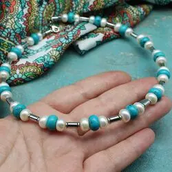 Колье из мелких самородков аризонской бирюзы