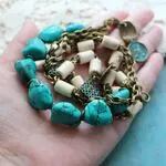 Браслет намотка из бирюзы