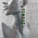 Серьги с зелеными камнями - хризопраз
