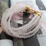 Многорядный браслет с розовым кварцем