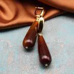 Коричневые камни - агат, серьги