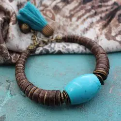Авторский браслет с крупной бирюзой