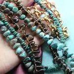 Колье с натуральной бирюзой и раухтопазом