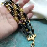 Браслет из цитрина и черного оникса