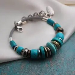 Браслет из бирюзы, дерева и каучука