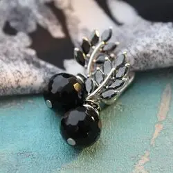 Серьги с черными агатами