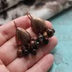 Серьги с гранатами и медью