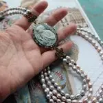 Винтажные жемчужные бусы с комеей