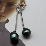 Серьги с черным барокко