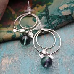 Серьги из серебра и флюорита