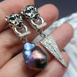 Серьги асимметричные с жемчугом
