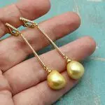Золотой жемчуг барокко- стильные серьги