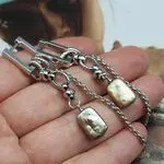 Серьги трансформеры с жемчугом и цепями