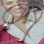 Колье из розового кварца с подвеской 