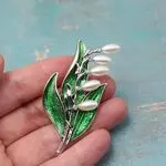 Брошь ландыш серебристый