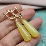 Серьги капли с желтыми агатами
