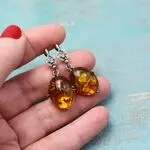Винтажные янтарные серьги