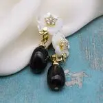 Серьги из раухтопаза и перламутра