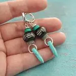 Серьги в индейском стиле из бирюзы и кости