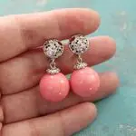 Серьги с крупным розовым кораллом