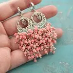 Серьги грозди с кораллами