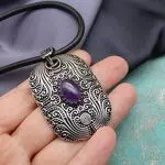 Колье с натуральным аметистом