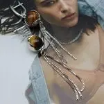 Длинные серьги с тигровым глазом