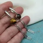 Серебряные серьги с тигровым глазом
