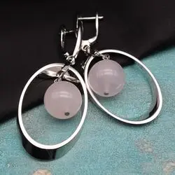 Серьги с розовым кварцем