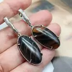 Серьги с темными агатами