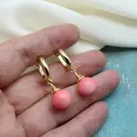 Серьги золотые с розовым кораллом