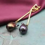 Серьги барокко - черный барочный жемчуг