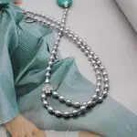 Колье с жемчугом и подвеской из бирюзы