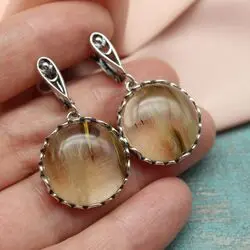 Крупные серьги с халцедоном