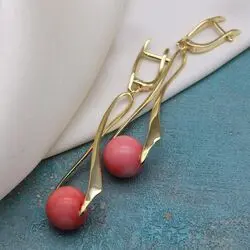 Серьги с розовым кораллом