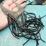 Колье из кожи, эффектное колье с цепями