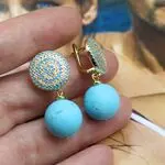 Серьги с натуральной бирюзой