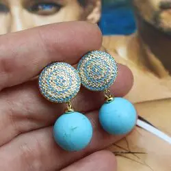Серьги с голубой бирюзой