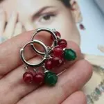 Серьги ягодные - серьги из бордовых и зеленых камней