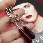 Серьги с гранатами , друзой - авторские серьги